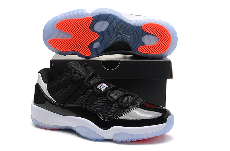 New Jordan 11 Low Black White Orange Sole Shoes