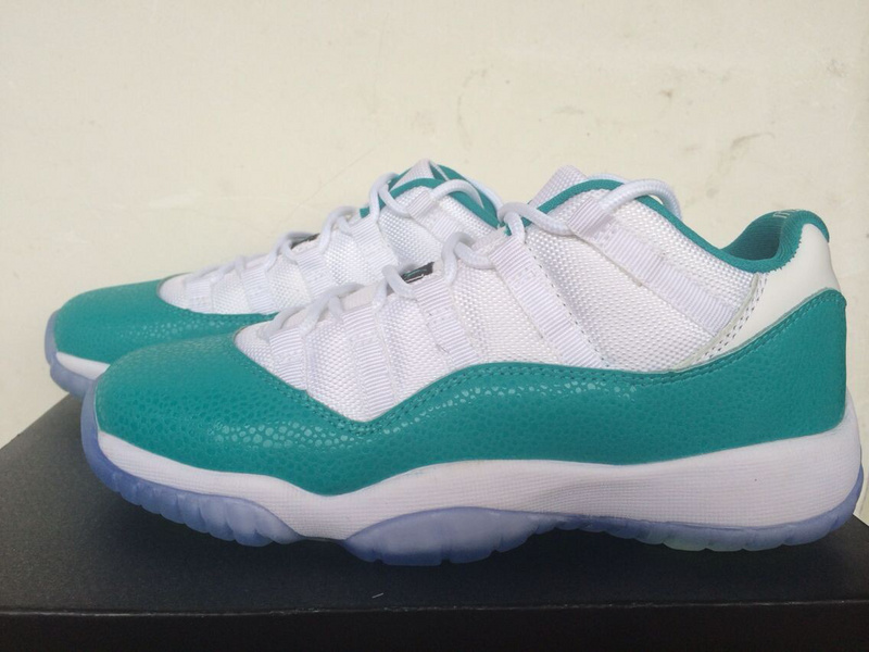 New Jordan 11 Retro Low White Green Snakeskin Shoes - Click Image to Close