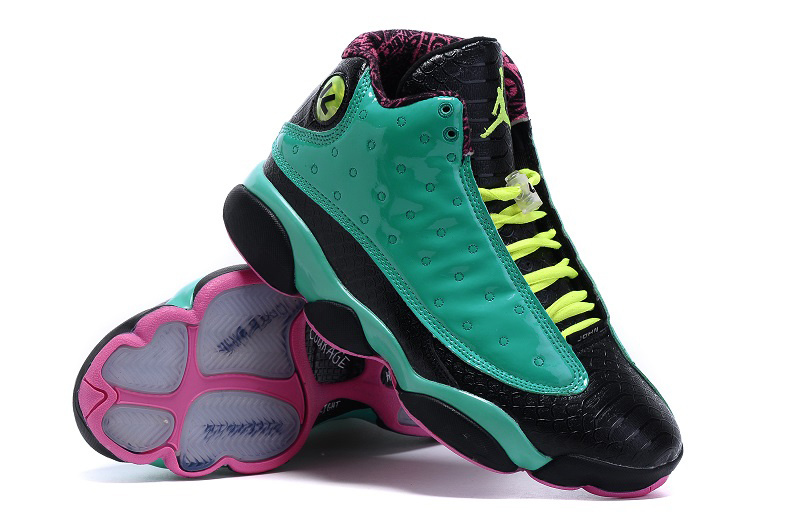 2015 Air Jordan 13 Doernbecher Green Black Pink Shoes