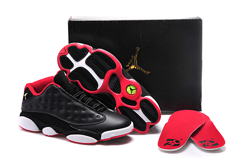 2015 Air Jordan 13 GS Low Black Red Shoes For Women