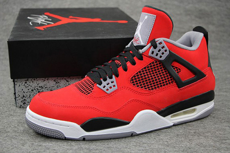 New Jordan 4 Retro Toro Red Black White Shoes