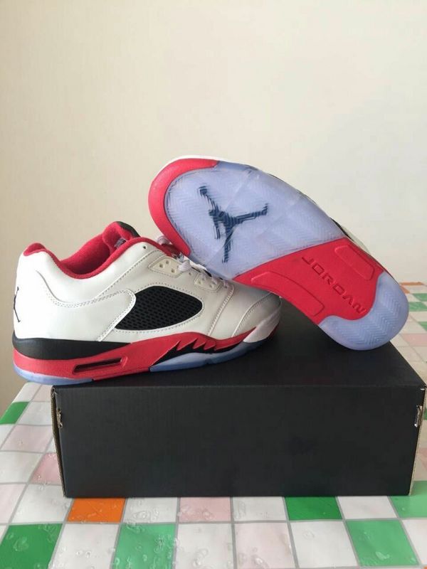 New Jordan 5 Low White Black Red - Click Image to Close