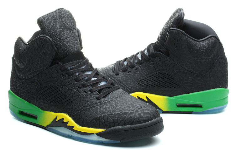 New Jordan 5 Retro Burst Crack Black Green Yellow Shoes - Click Image to Close