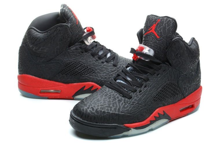 New Jordan 5 Retro Burst Crack Black Red Shoes - Click Image to Close