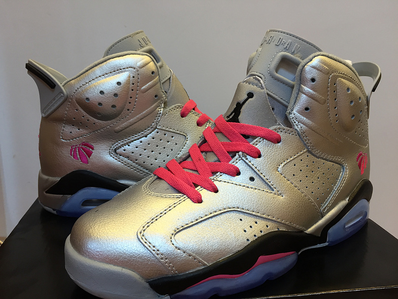 2015 Air Jordan 6 Retro Silver Red Black Shoes - Click Image to Close