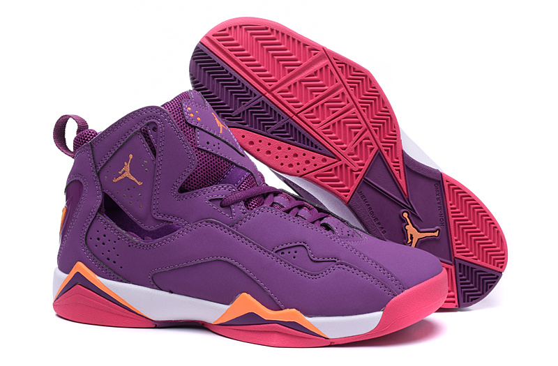 New Air Jordan 7 Purple Red Orange Shoes For Women