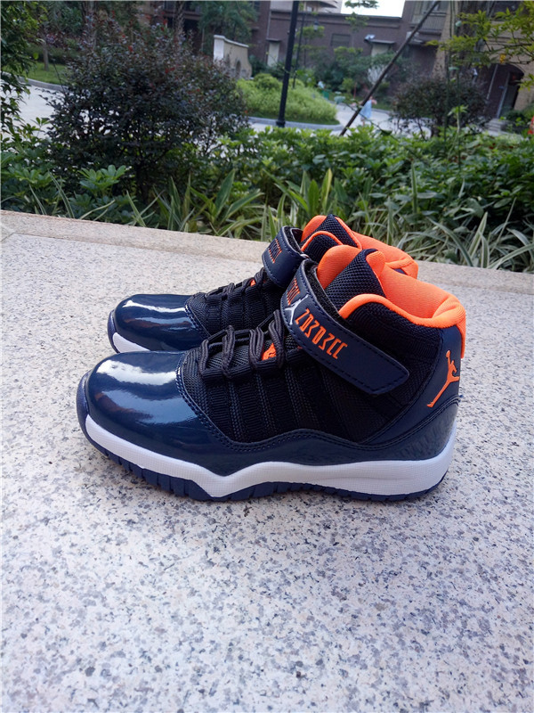 2016 Kids Air Jordan 11 Magic Blue Orange White Shoes