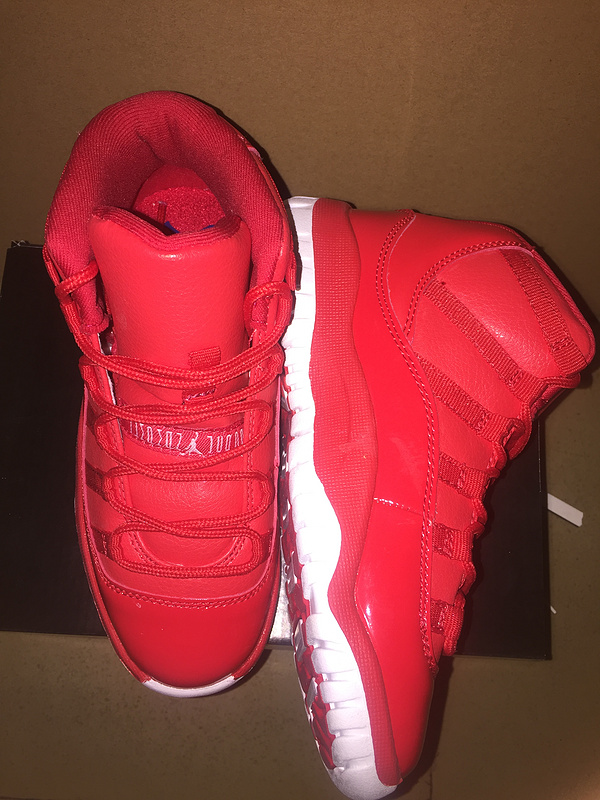 2017 Kid's Jordan 11 Retro Red White Shoes