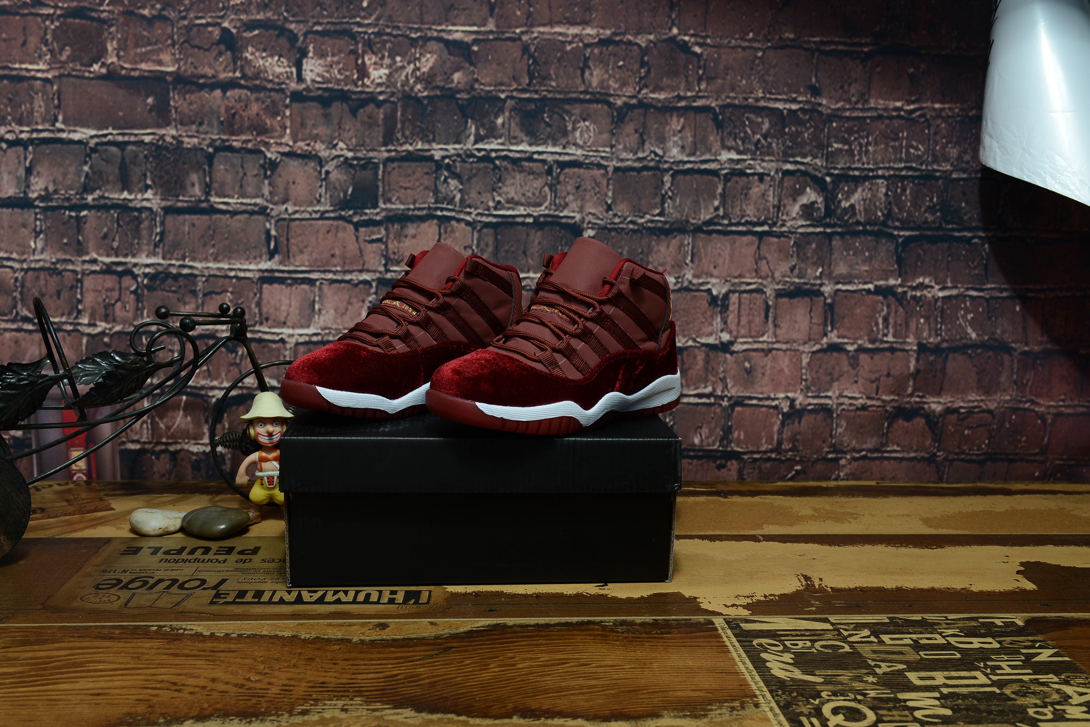 2017 Jordan 11 Retro Kids Velvet Wine Red Shoes - Click Image to Close