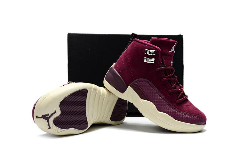 Kids' 2017 Air Jordan 12 Wine Red Shoes - Click Image to Close