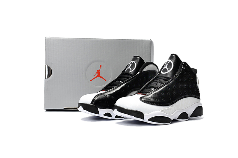 Kids' 2017 Air Jordan 13 Black White Shoes