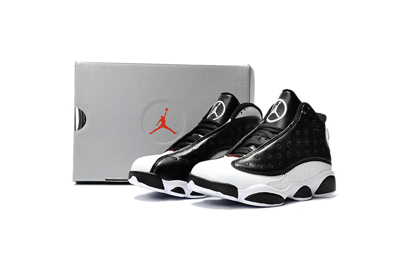 Kids' 2017 Air Jordan 13 Black White Shoes - Click Image to Close