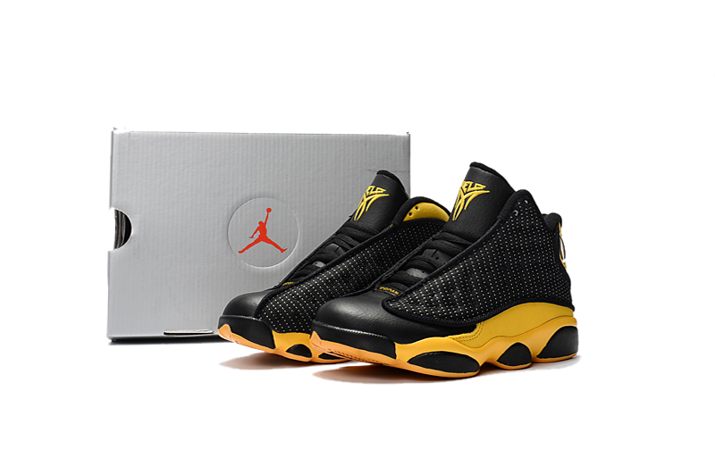 Kids' 2017 Air Jordan 13 Black Yellow Shoes - Click Image to Close