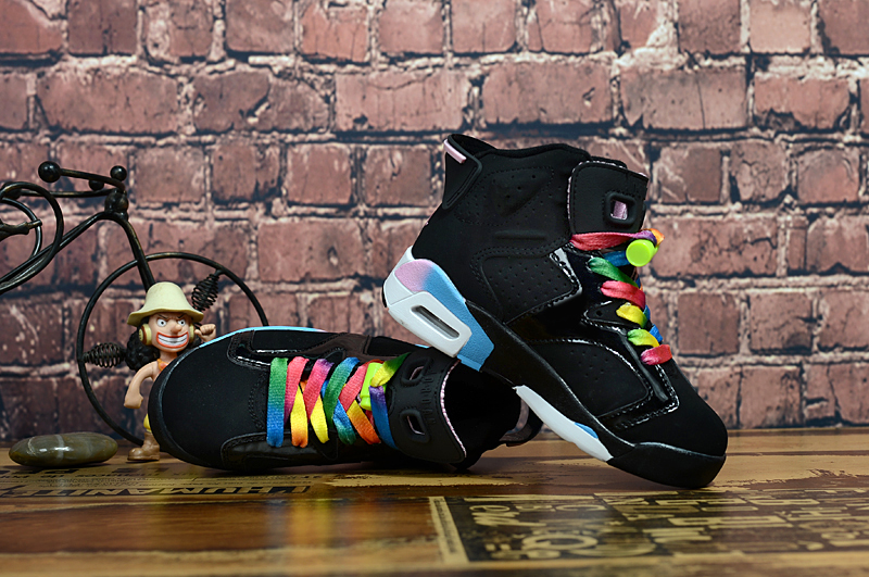 2017 Kids Jordan 6 Black Colorful