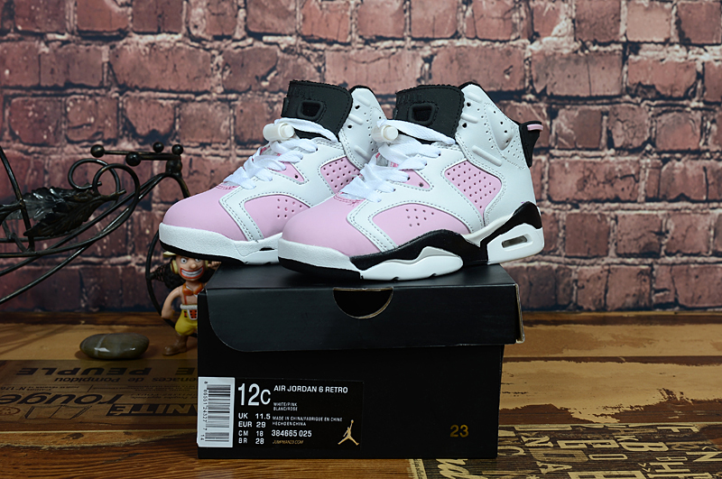 2017 Kids Jordan 6 Pink White Black - Click Image to Close