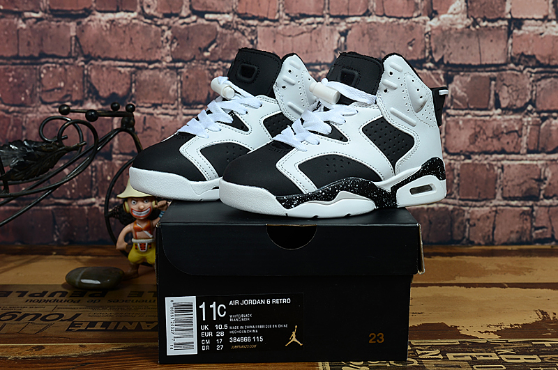 2017 Kids Jordan 6 White Black - Click Image to Close