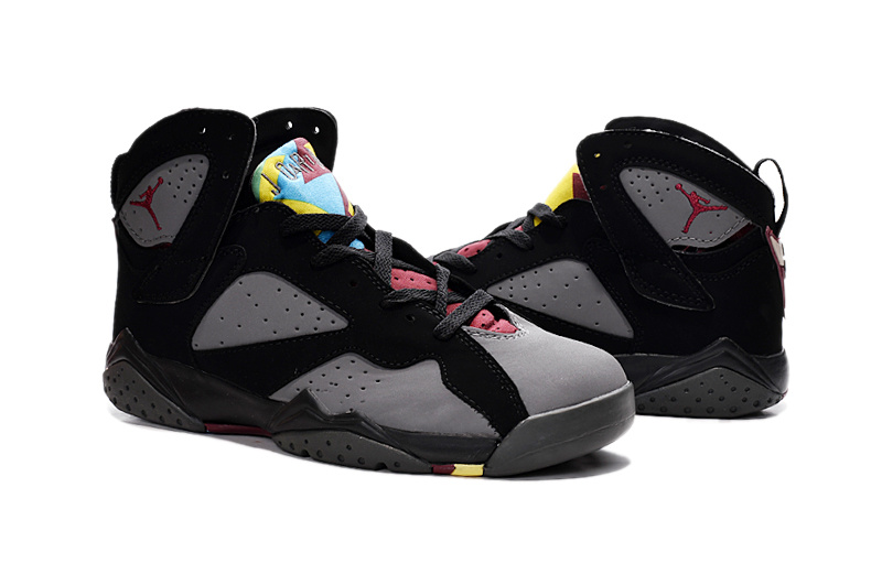 2015 Women's Air Jordan 7 Retro Grey Black Red Shoes