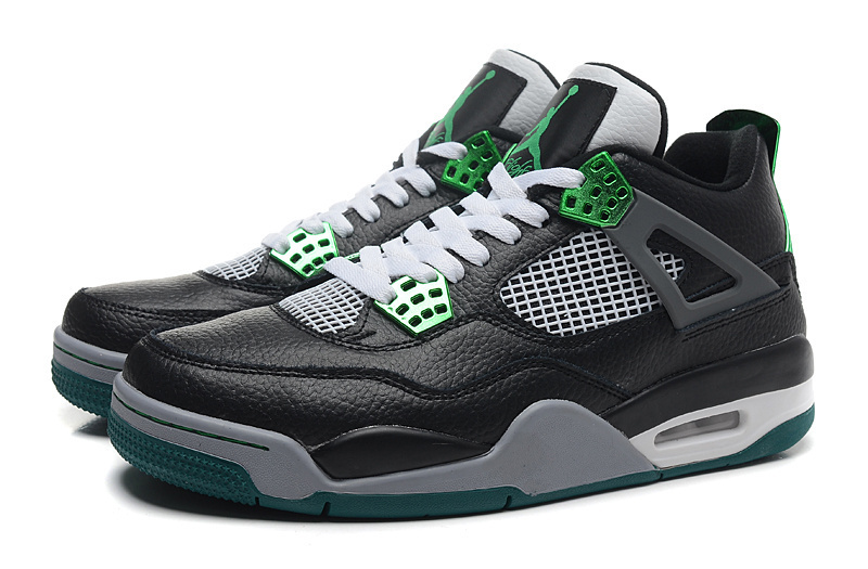 New Retro Jordan 4 Oregon Duck Black White Green Shoes