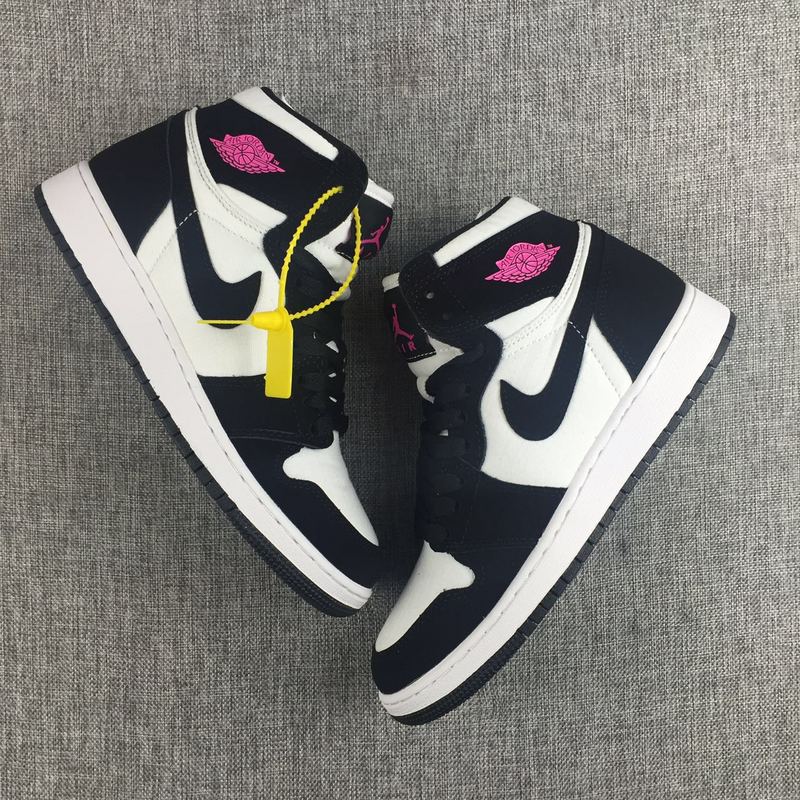 2017 Women Air Jordan 1 Retro Panda Black White Red Shoes