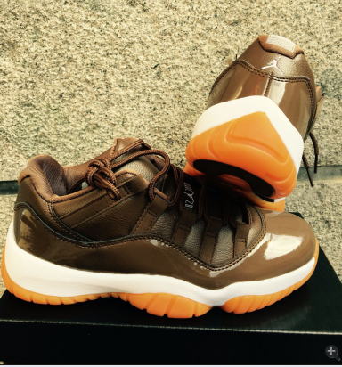2016 Women Air Jordan 11 Low Chocolate Orange Shoes