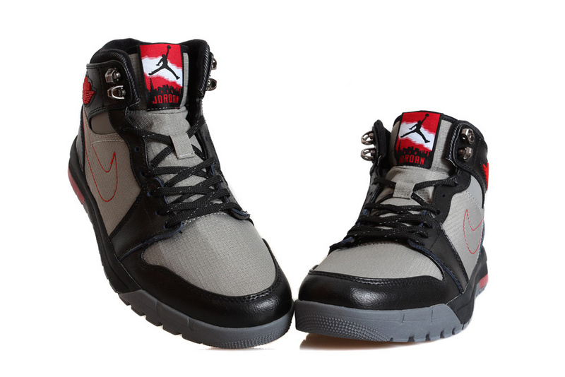 Nike Jordan 1 Trek Black Grey Red Climbing Shoes - Click Image to Close
