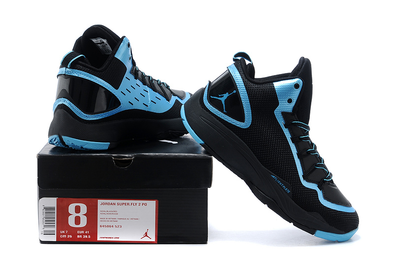 Nike Jordan Super Fly 2 Po X Black Blue Basketball Shoes