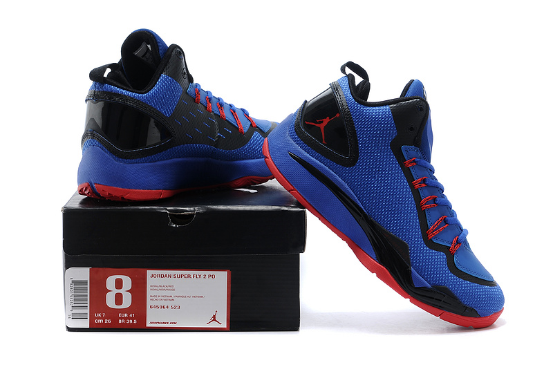 Nike Jordan Super Fly 2 Po X Blue Black Red Basketball Shoes - Click Image to Close