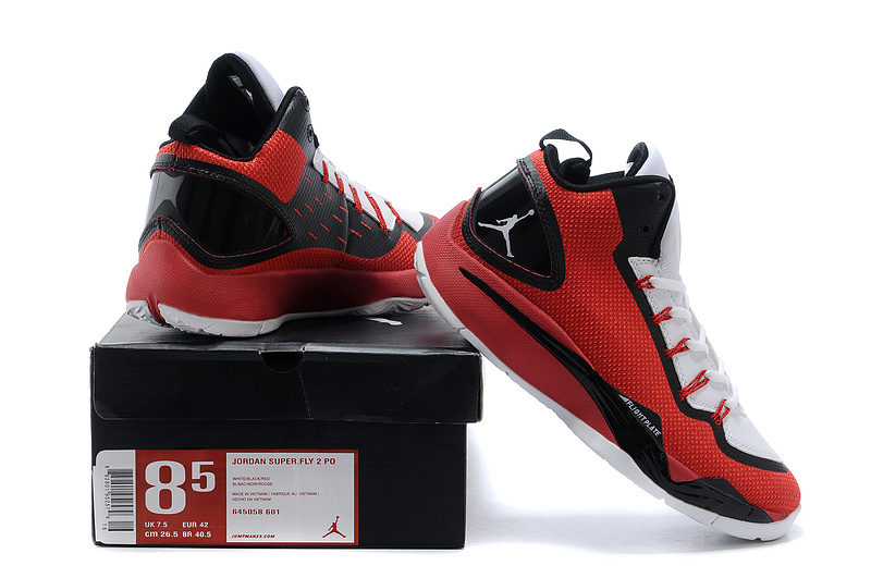 Nike Jordan Super Fly 2 Po X Red White Black Basketball Shoes - Click Image to Close