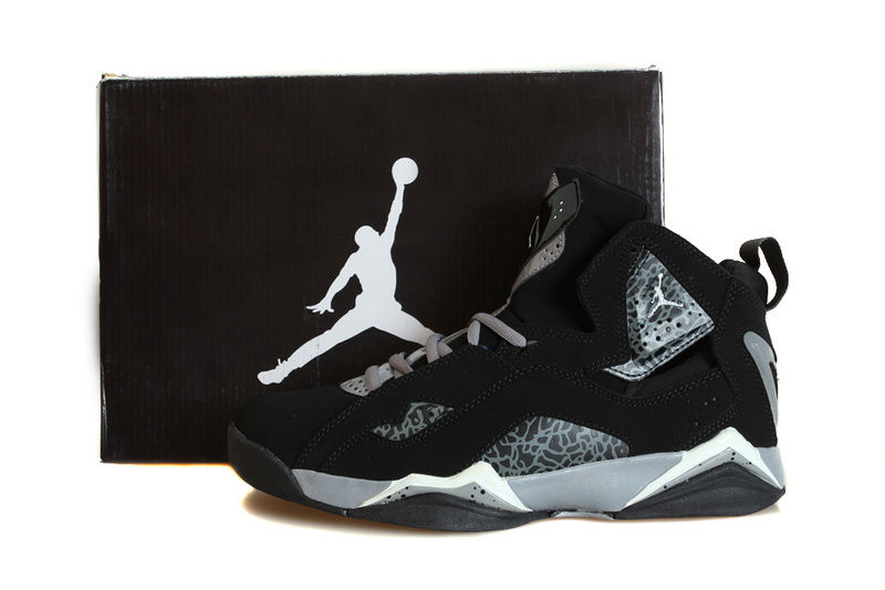 Nike Black Grey White Air Jordan True Flight Basketball Shoes