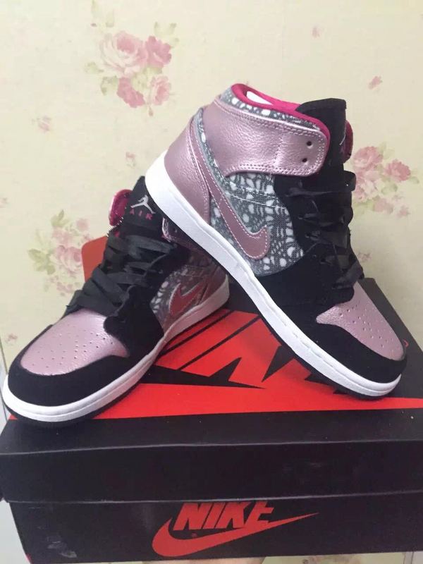 Original Air Jordan 1 Black Pink Shoes For Women