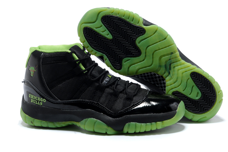 Original Air Jordan 11 Black Green Shoes - Click Image to Close