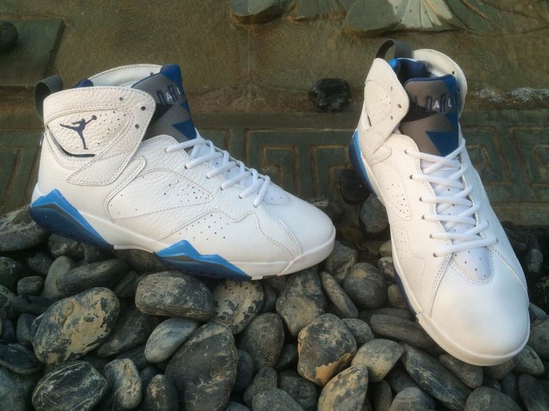 Original 2015 Air Jordan 7 Retro White Blue Shoes - Click Image to Close