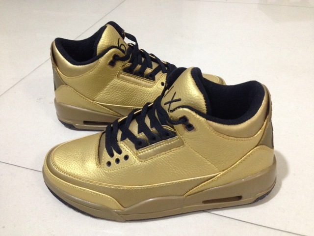 2017 Authentic Jordan 3 Retro All Gold Black Shoes