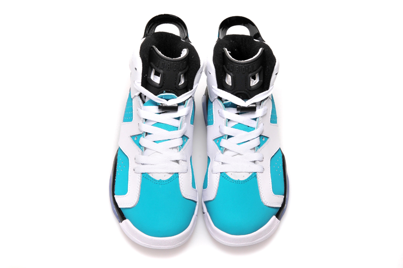 Women Air Jordan 6White Blue Basketball Shoes - Click Image to Close