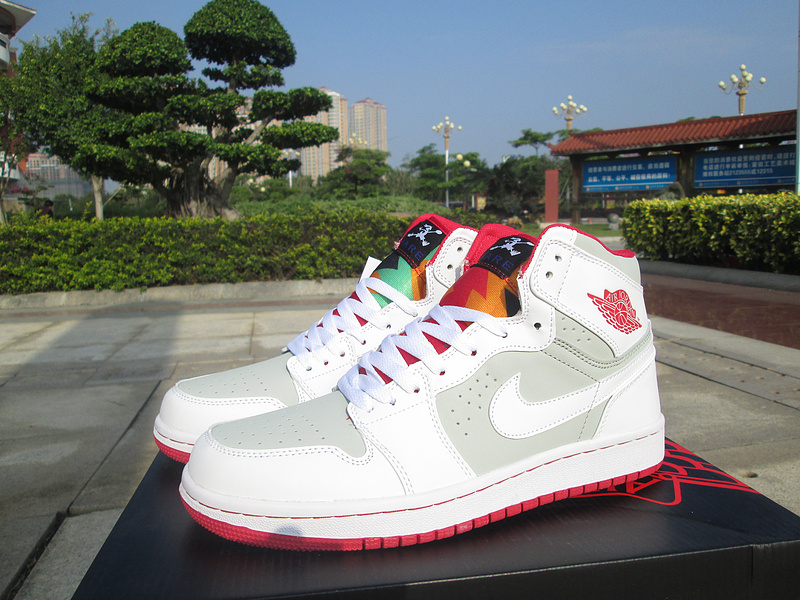 2017 Women Jordan 1 Bugs Bunny White Grey Red Shoes - Click Image to Close