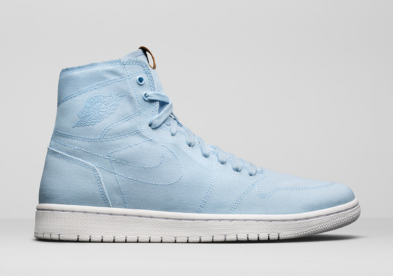 2017 Jordan 1 GS Canvas Light Blue White Shoes