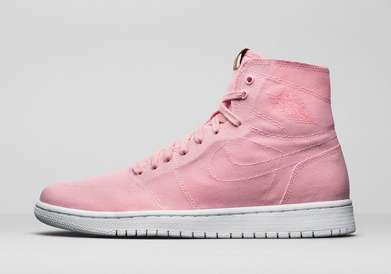 2017 Jordan 1 GS Canvas Pink White Shoes - Click Image to Close