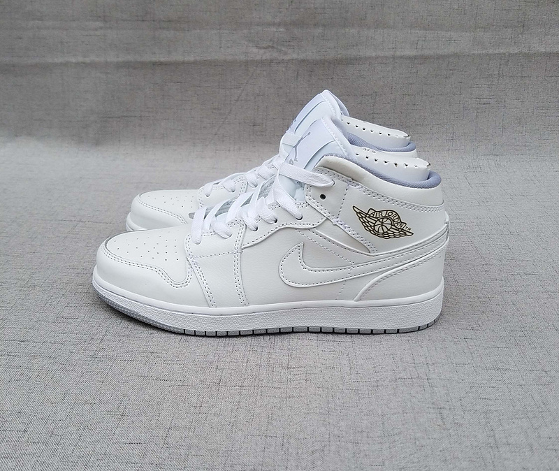 2017 Women Air Jordan 1 Mid All White Shoes - Click Image to Close