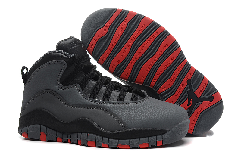 Women Air Jordan 10 Carbon Black Red Shoes - Click Image to Close