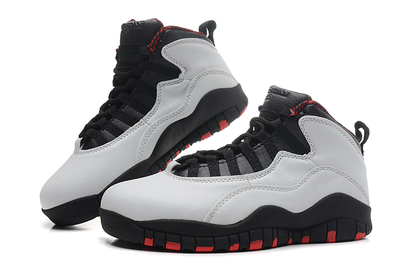 Women Air Jordan 10 White Red Black Shoes