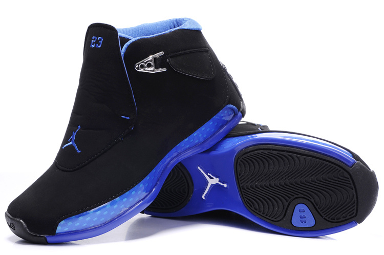 Women Jordan 18 Black Blue Shoes