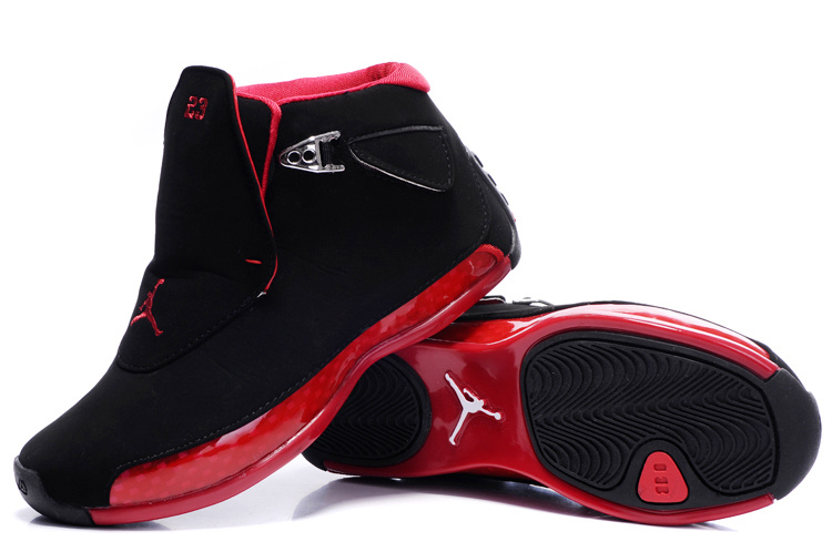 Women Jordan 18 Black Red Shoes