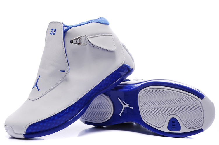 Women Jordan 18 White Blue Shoes