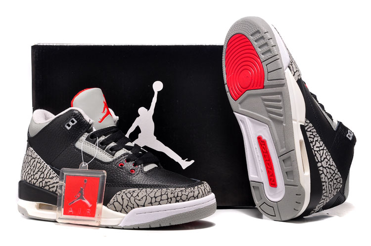 Women Air Jordan 3 Black Grey Red Jordan Shoes - Click Image to Close