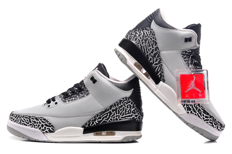 Women Air Jordan 3 Grey Black Shoes