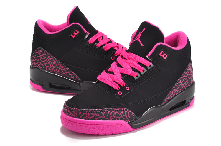 Women Air Jordan 3 Pink Black Shoes