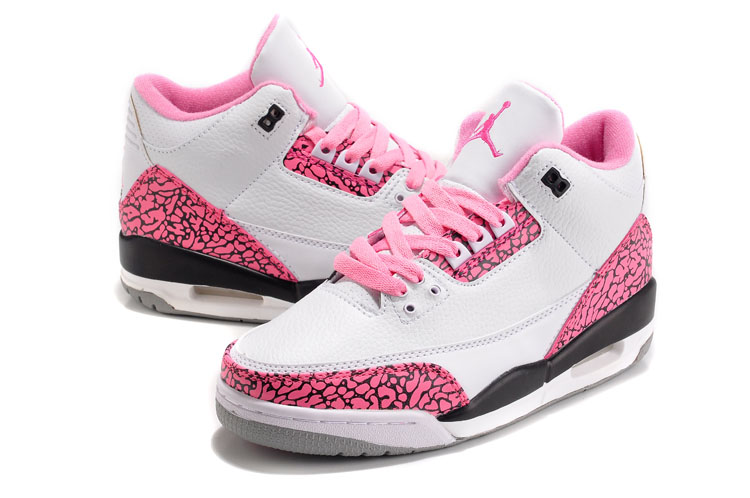 Women Air Jordan 3 White Pink Black Shoes - Click Image to Close