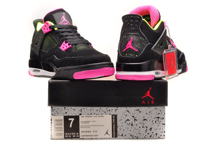 Women Air Jordan 4 Black Rose Shoes