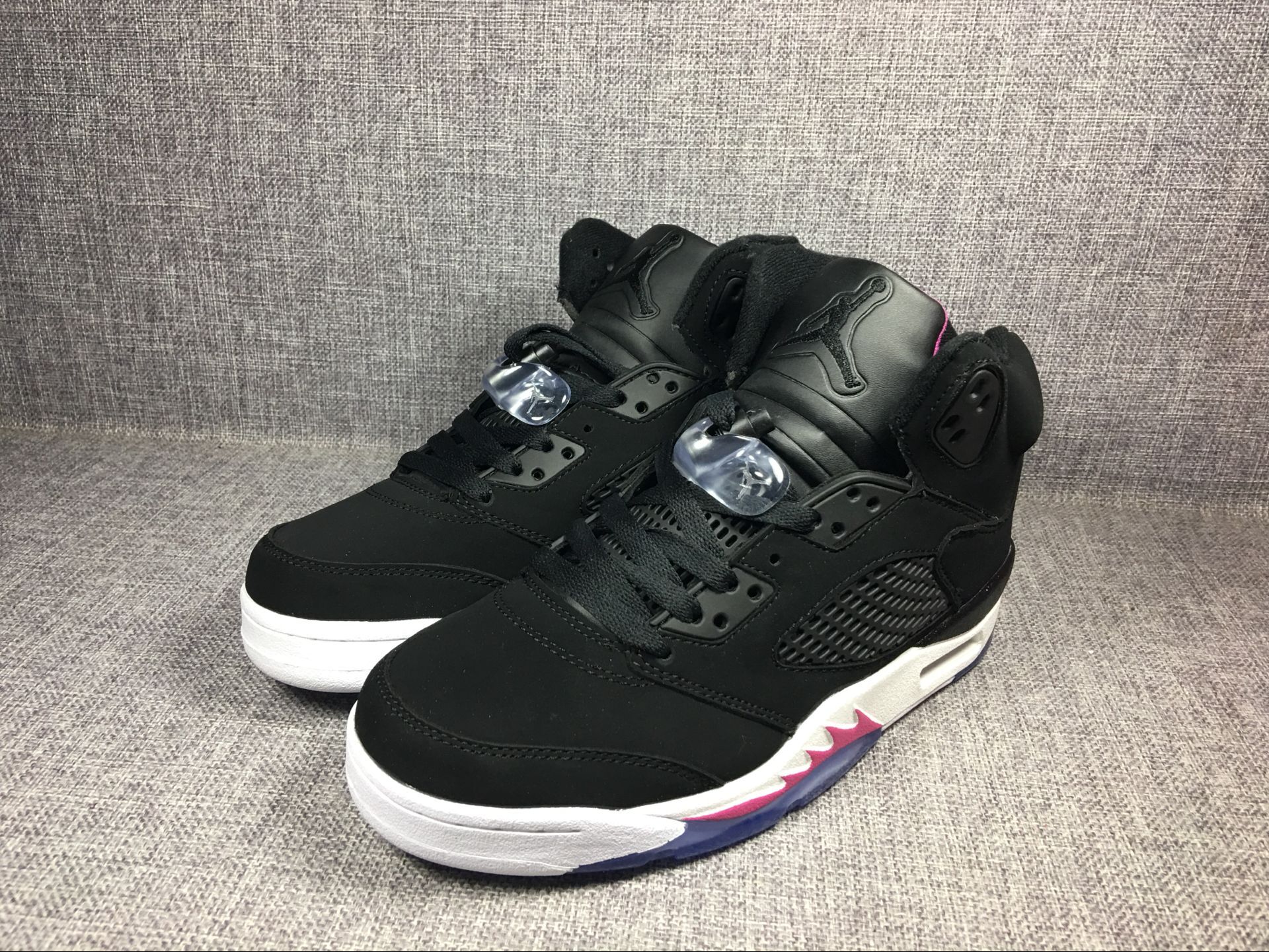 2017 Women Jordan 5 Black Pink - Click Image to Close