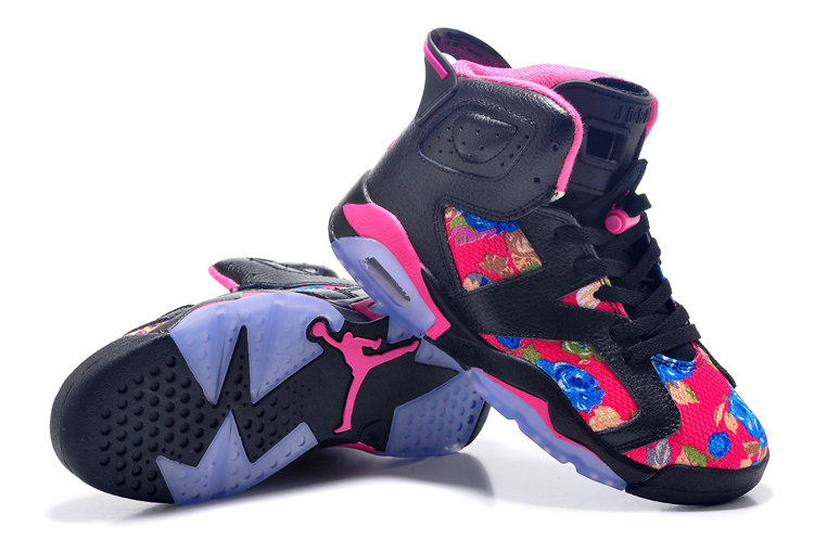 Women Air Jordan 6 Black Colorful Basketball Shoes - Click Image to Close